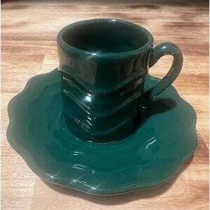 NWOT~Cascade Espresso Cups with Saucers  Green Set of 8 NEVER USED, STILL IN BOX
